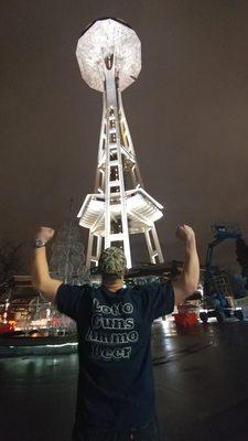 In Seattle at the Space Needle in Tony's shirt!  Fredonia strong.