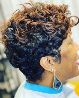 Textured curls on relaxed hair