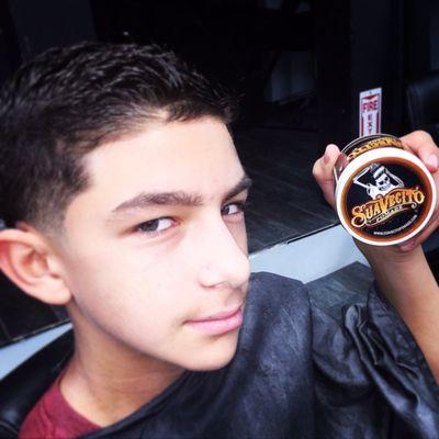 One of Danny's clients representing his favorite pomade, Suavecito pomade.