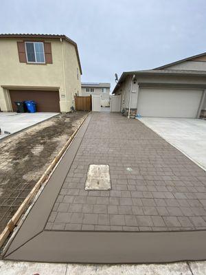 Driveway expansion stamped concrete