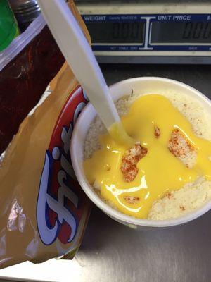 Corn in a cup with Fritos preparados