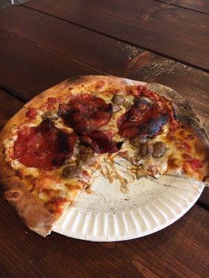 Combo sausage and pepperoni at Cairn brewing.