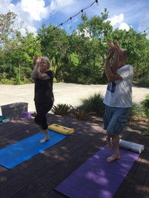 Moving into Gurasana! Eagle pose.