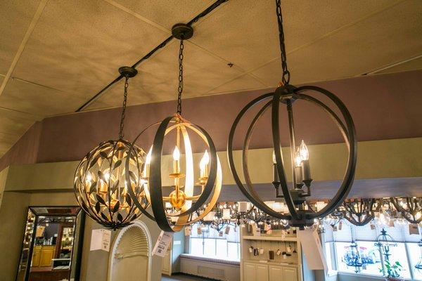 Black and gold chandeliers