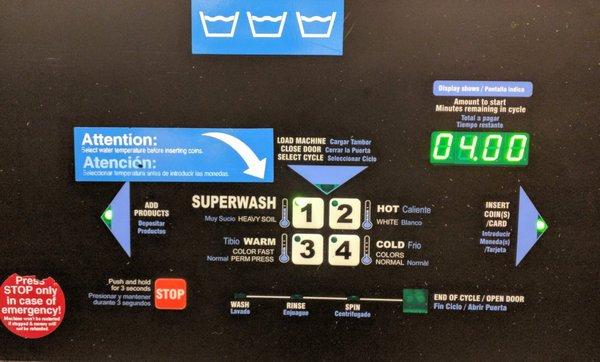 As of 01/07/2017 a superwash in the front loading washing machines is $4.00.