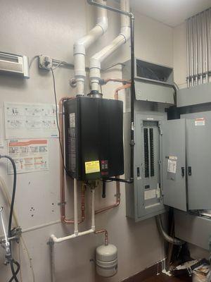 Tankless water heater install at Sunny Street Cafe