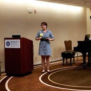 Office Manager/Piano Instructor Kristen Landrum presenting at the 2015 TMTA conference.