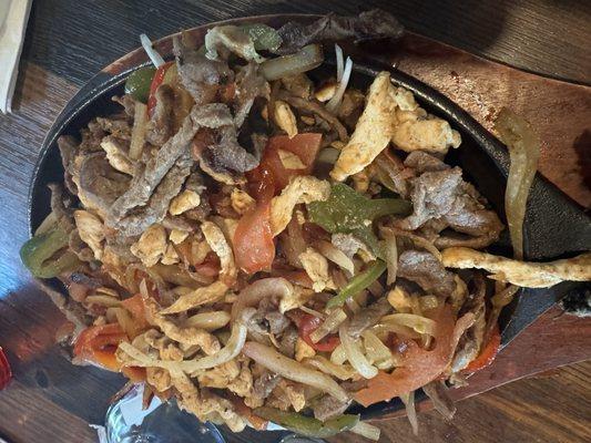 Chicken and steak fajitas