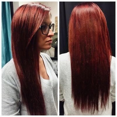 Cut, color & extensions- real hair is about shoulder length