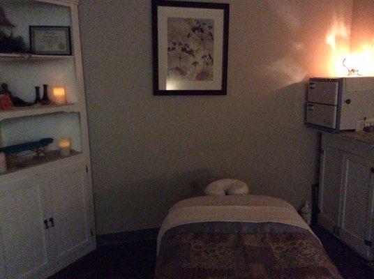 Tranquil massage room.