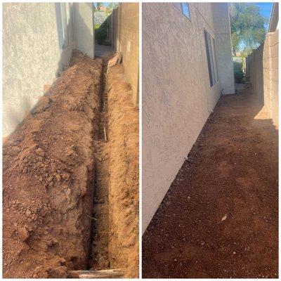 Residential utility line dig