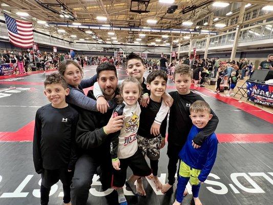 Best coach and group of little jiu jitsuers