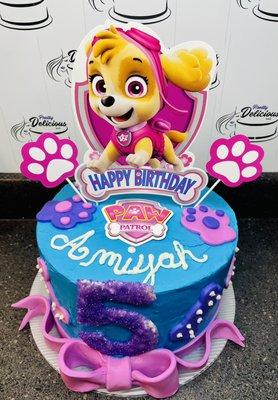 Girly Paw Patrol themed birthday cake