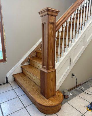 Floor and stairwell refinish (treads/risers/Newell Post/handrail)