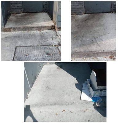 Before & After concrete cleaning at the back of the restaurant Soji:Modern Asian