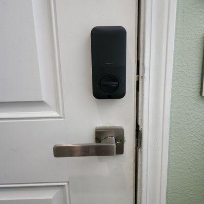 Installed new keypad lock and handles.