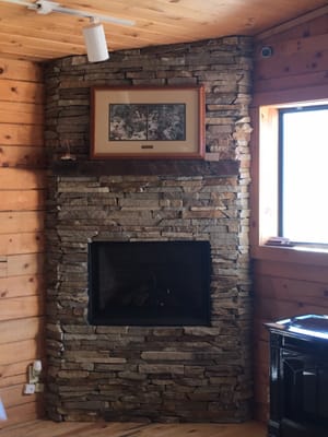 Enclosure, stonework, and fireplace all courtesy of Chimney Doctors