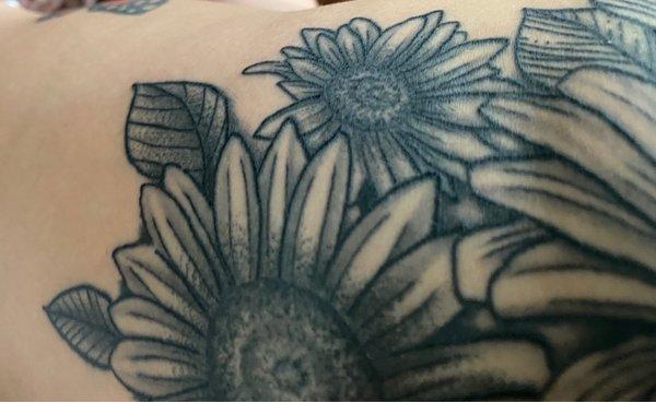 close up of tattoo on my thigh