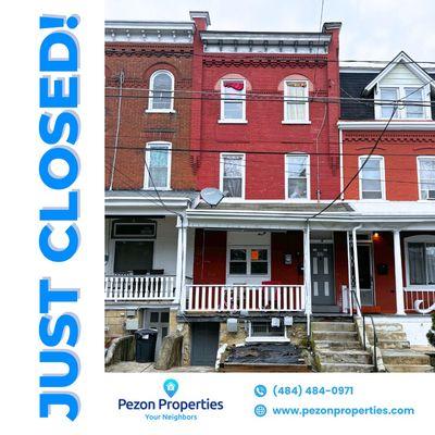 Exciting news!  Thrilled to share that we've recently CLOSED on another property in Allentown.