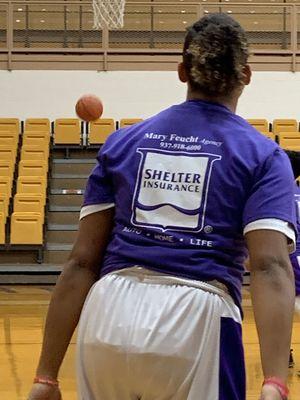 Shelter Insurance sponsorship of the High School basketball team, warmup jerseys