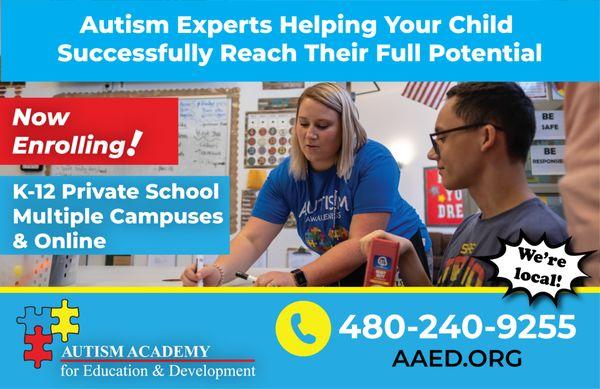 Our K-12 (or up to age 22) accredited school offers individualized educational programs exclusively for students with Autism!