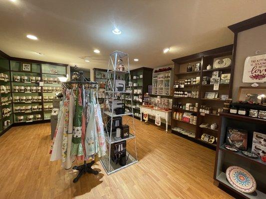 Interior of the Tea and Coffee section of The Grateful Gourmet kitchen shop.