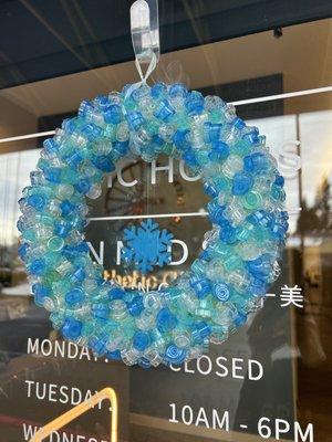 Hydrafacial Tips repurposed into a festive Holiday Wreath!