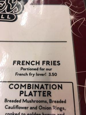 Bad description, tiny order of fries!