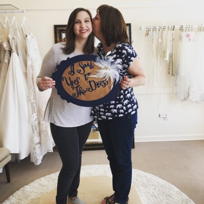 After saying yes to the dress! Sign provided by shop.