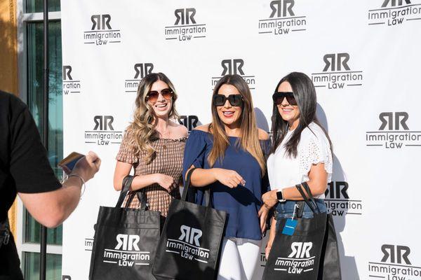 Tote bags and backdrop