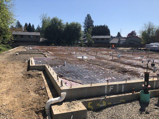 Final Foundation inspections and preparations before pouring concrete.