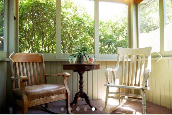 Cozy private porch gives a treehouse feel