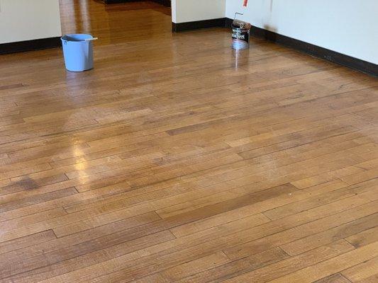 Hardwood floor sanding and refinishing.