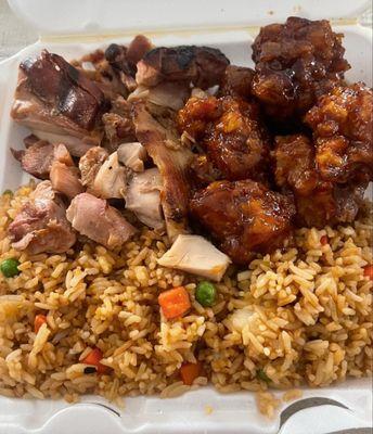 Publix Chinese - Fried Rice, Bourbon Chicken, General Tso's and not pictured an egg roll for $9.99