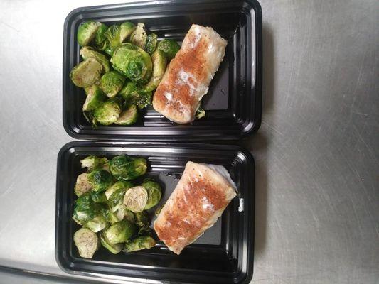 Baked Cod with Roasted Brussels Sprouts