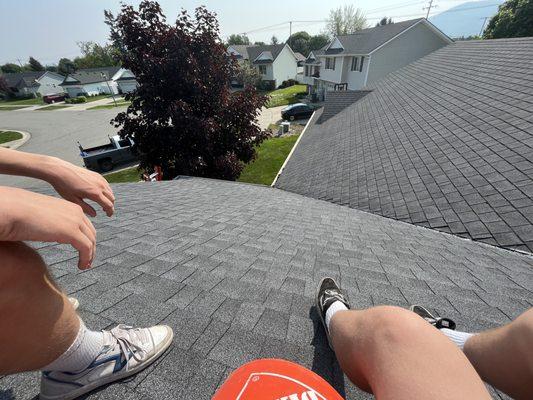 During roof cleaning