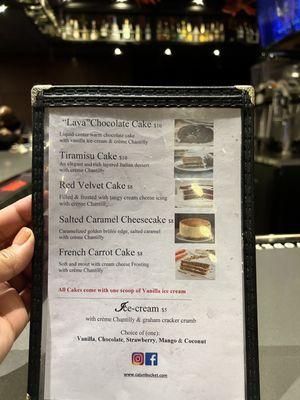 Dessert Menu