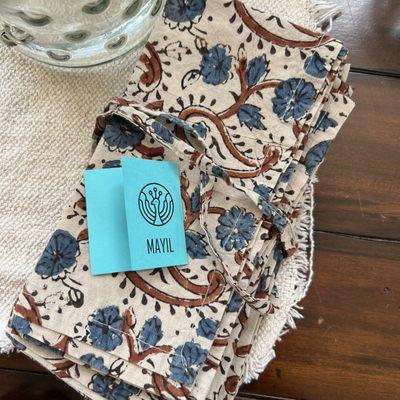 Block printed table linen