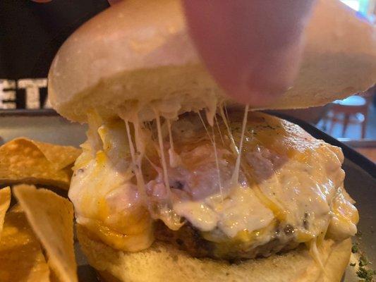 Burger with tiny bit of crab dip not worth the price