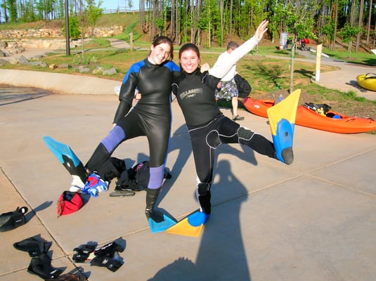 smiling guests at a demo at the whitewater center.