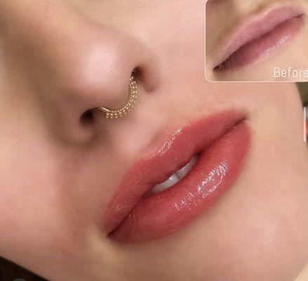 Beautiful Lip Blushing- once healed, it will look like a very natural looking lip tint.