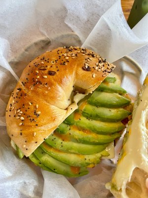 Bagel, Egg, and Cheese with Avocado