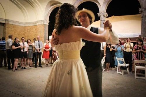 Katie and Jon waltzing away at their wedding