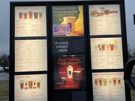 Drive thru menu