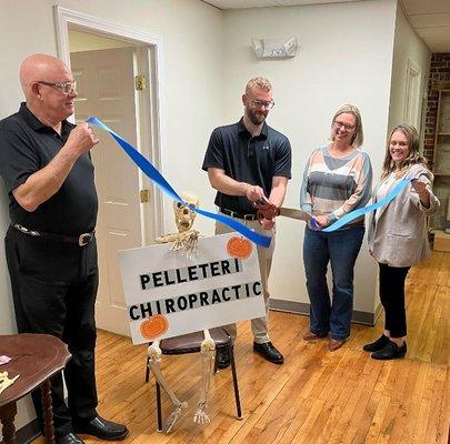 Ribbon Cutting Ceremony for Dr. Frank Pelleteri Chiropractic office in Saco, Maine.