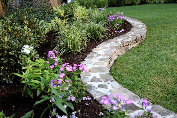 Curved Fieldstone Wall