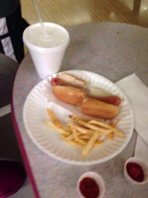 Hot dog and fries took forever, as staff called our order wrong