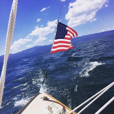 View from the deck of the Questa.  This boat once raced off the coast of Marblehead, MA.