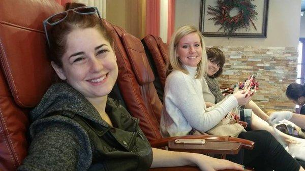 Alexandra, Ashley and Chris enjoying our holiday outing pedicures.