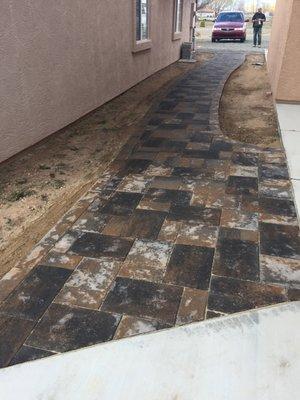 Paver walkway just after installed.